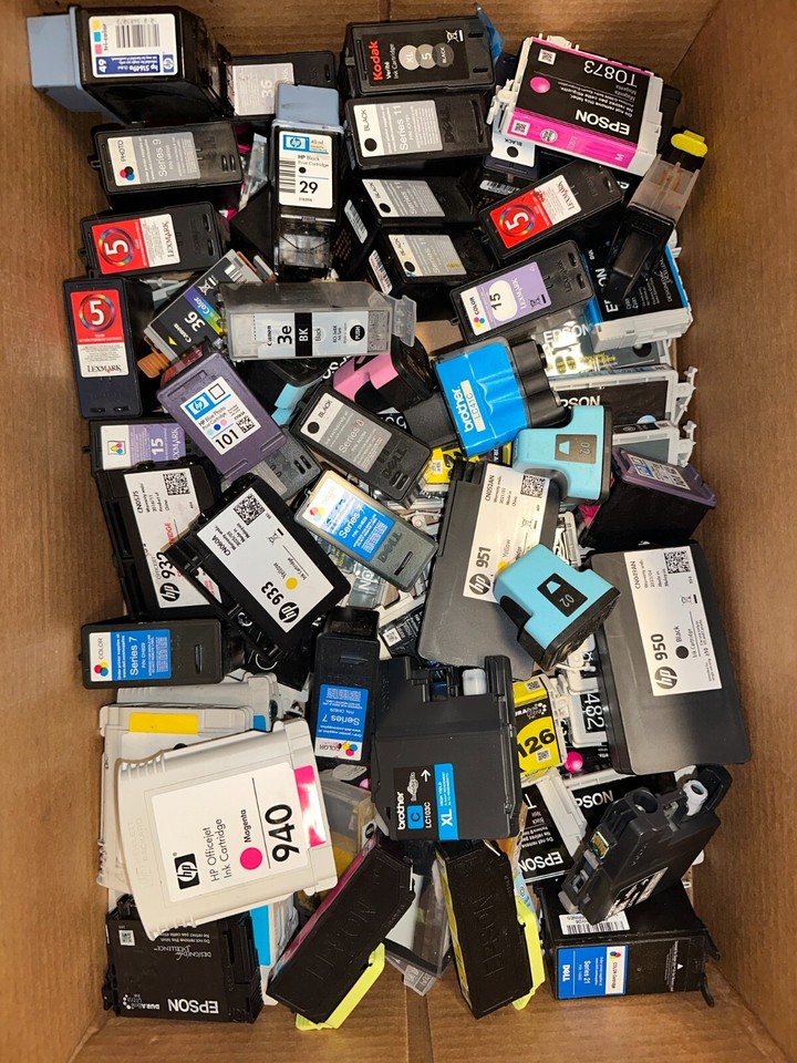 Used Ink Mixed lot of 450 Virgin & Non Virgin Empty Ink Cartridges for Staples ...