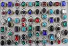 50pcs Wholesale Lots Mixed Style Natural Stone Glass Fashion Jewelry Rings