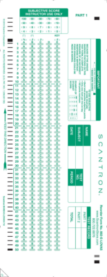 1 Authentic Green Scantron 882-E Testing Test Exam Assessment Form