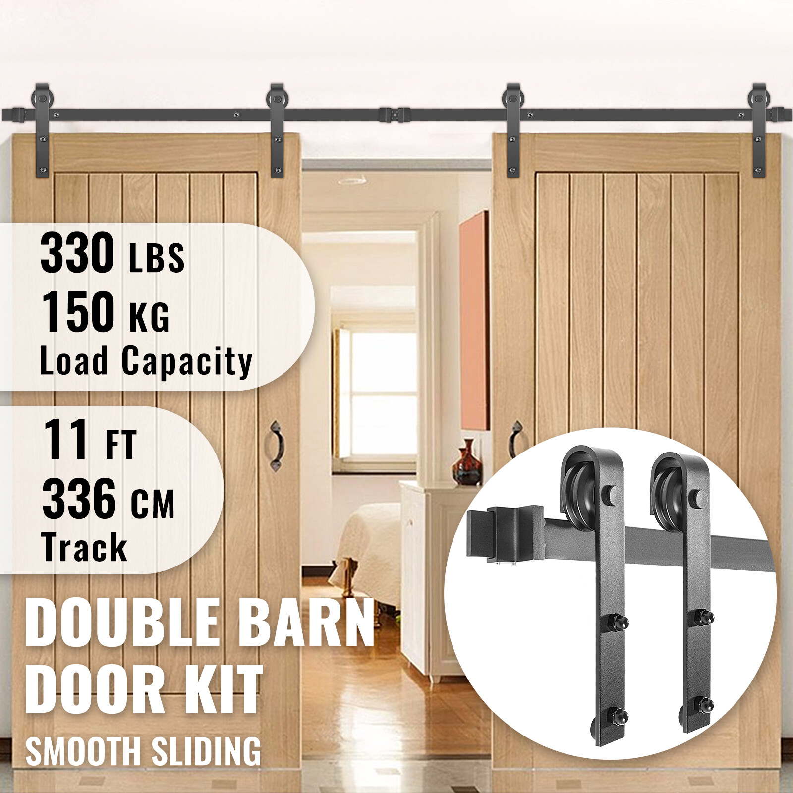 Gagnez de la place avec le kit quincaillerie porte de grange double VEVOR 335cm