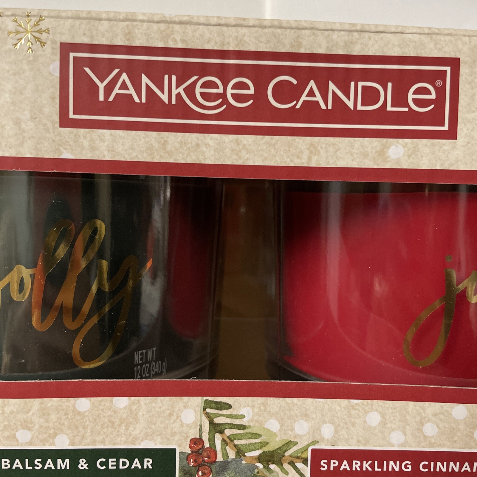 (2) Yankee Candle Christmas Gift Set Balsam Cedar And Sparkling