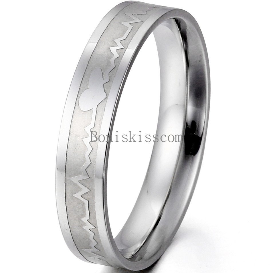 Edelstahl Forever Love Ring – Mit EKG-Herzschlag-Muster, Für Paare