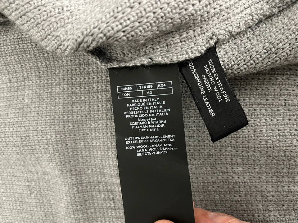 2850 Tom Ford 60 Grey Shawl Sweater Cardigan Ribbed Suede Trim Brady XXL G2U - Image 4 of 4