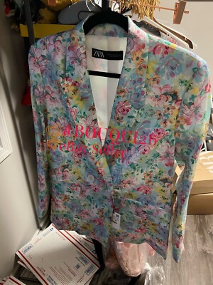 ZARA NEW WOMAN FLORAL PRINT DOUBLE BREASTED BLAZER