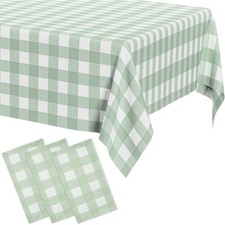 Disposable Sage Green Gingham Tablecloth 54x108 Inch Rectangle Picnic Table