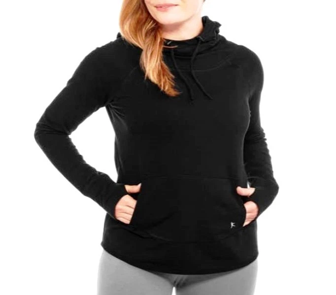 Womens Danskin Now Black Top Activewear ACTIVE TECH FLEECE PULLOVER HOODIE XXL