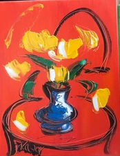 FLOWERS   Abstract Modern Original Oil Painting  CANVAS BY KAZAV