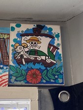 Hand Made Canvas Traditional Tattoo Style Pirate Ship.   Happy Go merry  