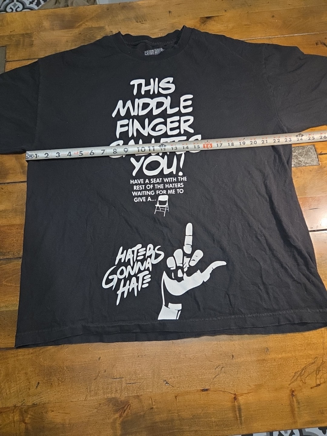 Grind House This Middle Finger Salutes You T Shirt XL Black Streetwear Graphic T image 4