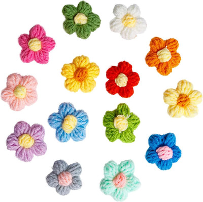 50 Pcs Crochet Flowers Flower Sew/Iron On Patches Crochet Floral Flowers Handmad
