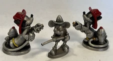 LOT/3 HUDSON FINE PEWTER DISNEY MICKEY MOUSE FIREFIGHTER FIGURINES #7345 & #4961
