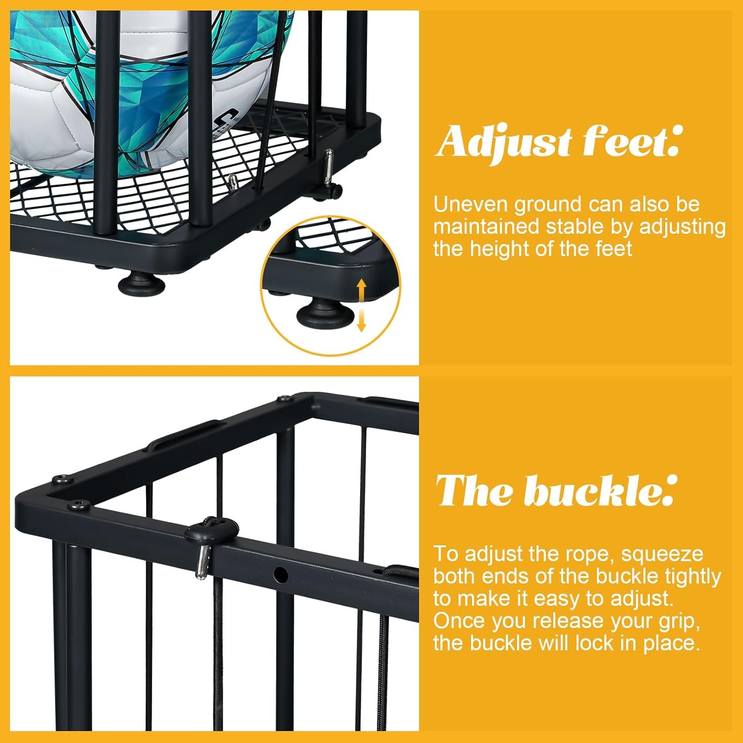 Garage Ball Storage Wall-Mounted & Floor Sports Equipment small, Black 