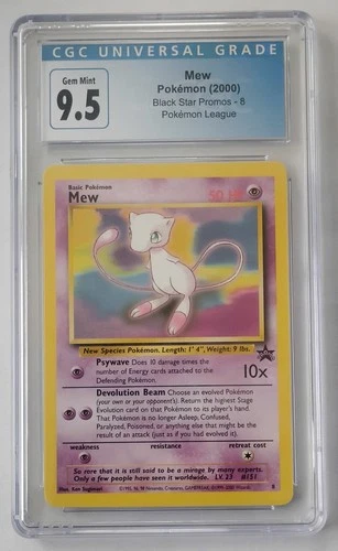 2000 Pokemon Mew Black Star Promo #8 Pokemon League CGC 9.5 Mint+