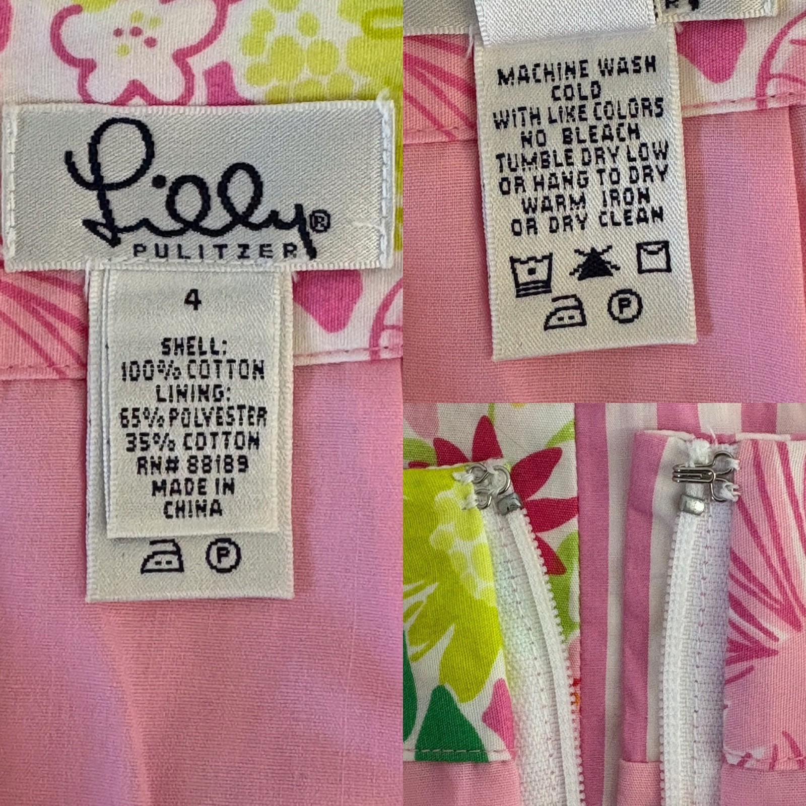 Lilly Pulitzer Pink Mixed Patchwork Lined Skirt S… - image 5