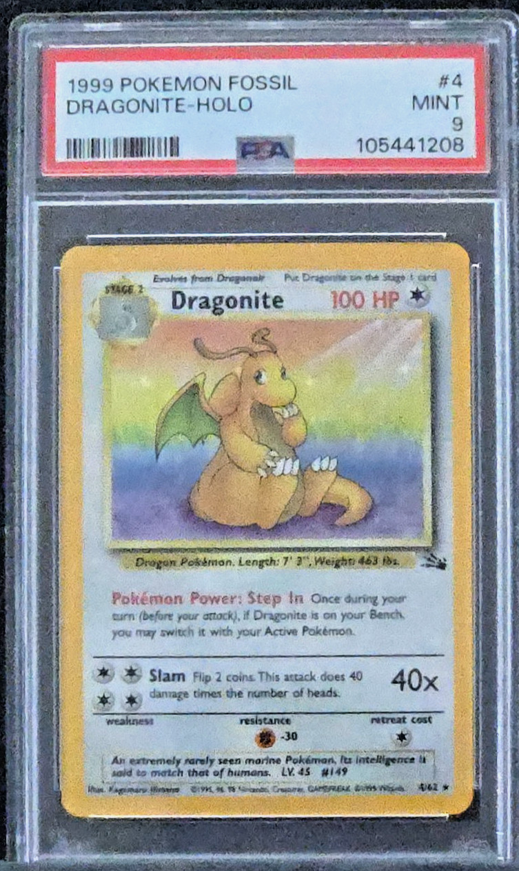 PSA 9 Pokémon Fossil 1999 Dragonite Holo 4/62 Pokemon Card