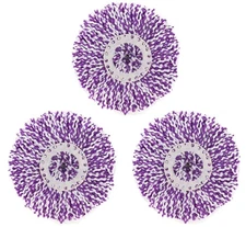 3 Pack Spin Mop Replacement Head, Round Shape Standard Size Microfiber Mop He...