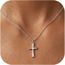 925 Sterling Silver Cross Necklace for Women, Dainty Silver Non Tarnish Waterpro