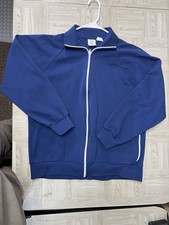 Vintage Court Casuals Nylon Lightweight Track Tennis Jacket Men L Blue USA Made