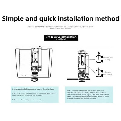 DUAL Spülventil ABS Kunststoff WC Klappe Ersatz für Split WC Tank