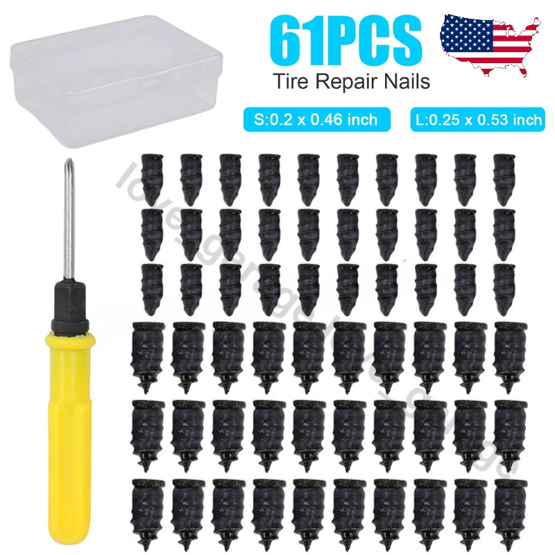 61x Car Tubeless Vacuum Tyre Puncture Repair Kit Screw Nails Tire Patch Plug