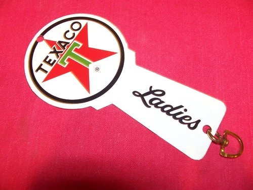 NICE Vintage Texaco Gas Service Station Ladies Restroom Key Fob Tag Sign Oil Ad
