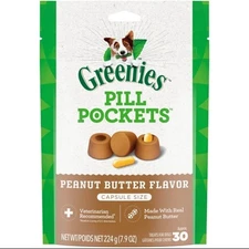 2 PACK Greenies Pill Pockets for Dogs Capsule Size 30 Count  Peanut Butter