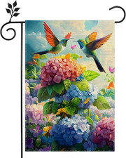 Hummingbirds Hydrangeas Flower Garden Flag for outside Welcome Spring Summer Col
