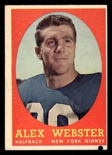 1958 TOPPS ALEX WEBSTER 30 POOR HOLE FOOTBALL NEW YORK GIANTS