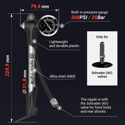 Dämpferpumpe mit Manometer | MTB Federung Pumpe für Fox Rockshox Manitou