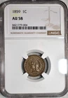 NGC AU-58 1859 Indian Head Cent, Razor-Sharp & Barely Circulated!