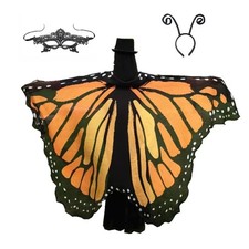 Halloween Butterfly Wings Costume for Womens, Moth 78 "X50, Chiffon Orange