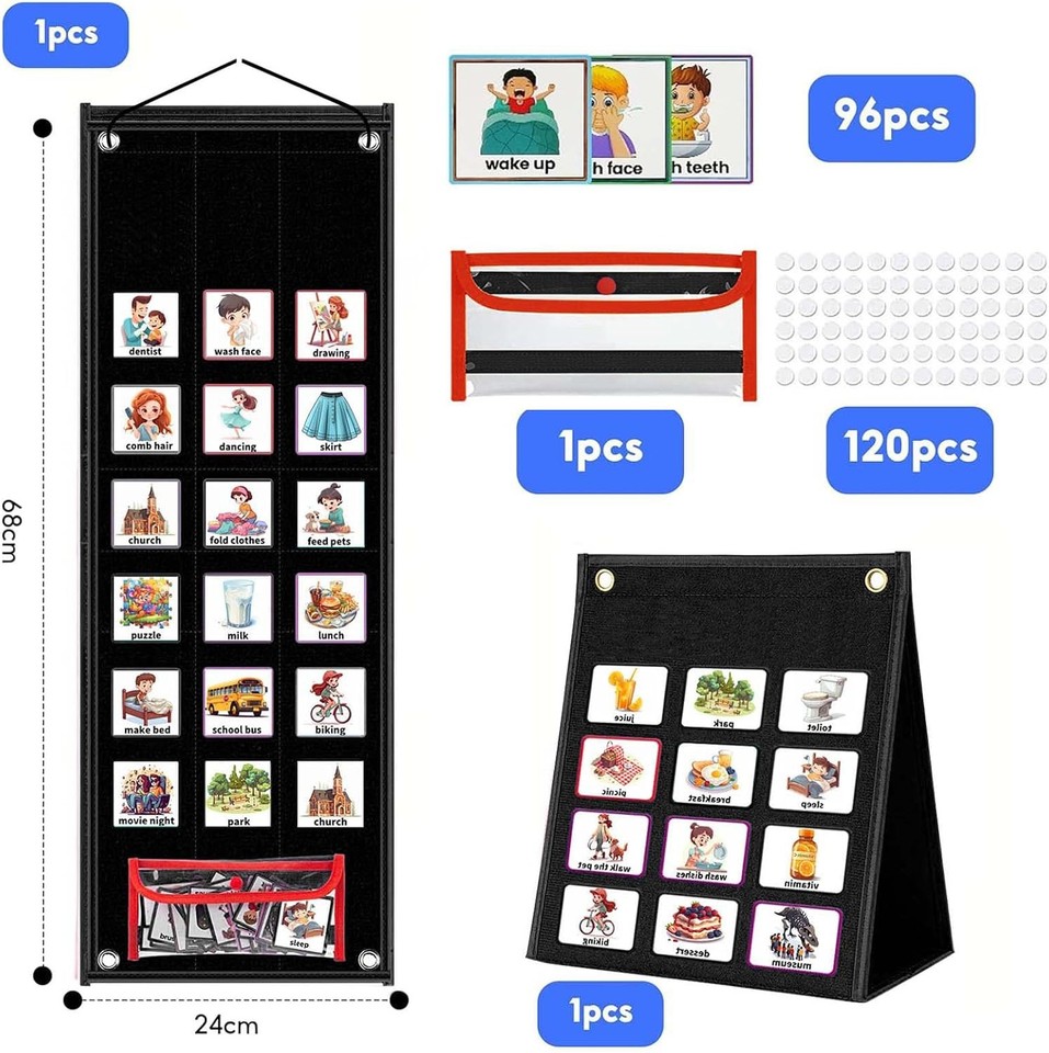 Children Visual Timetable | Daily Routine Chart with 96 Picture Cards ...
