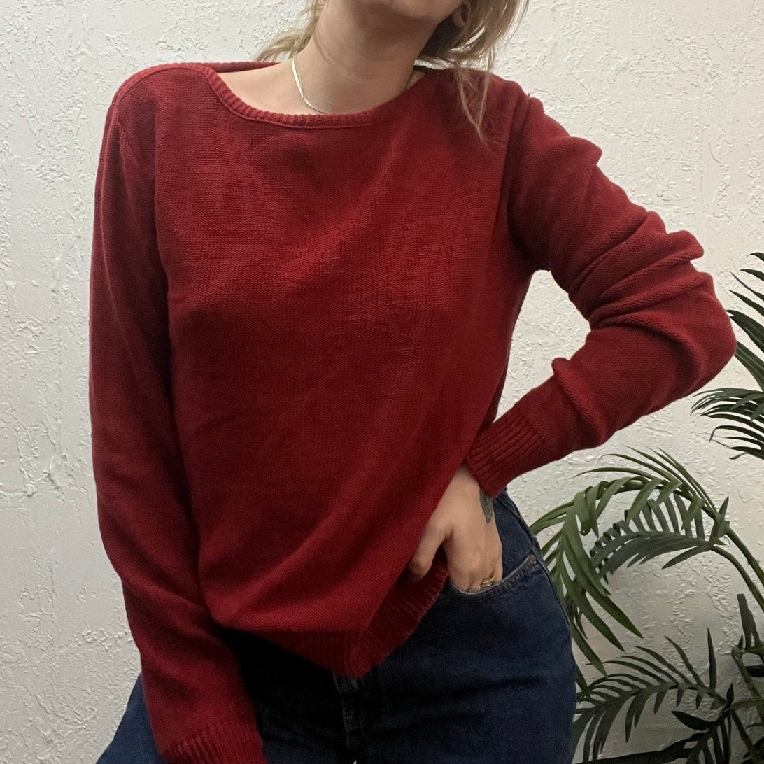 Maglione donna maglia tessuto vintage anni 80 YSL Yves Saint Laurent rosso medio