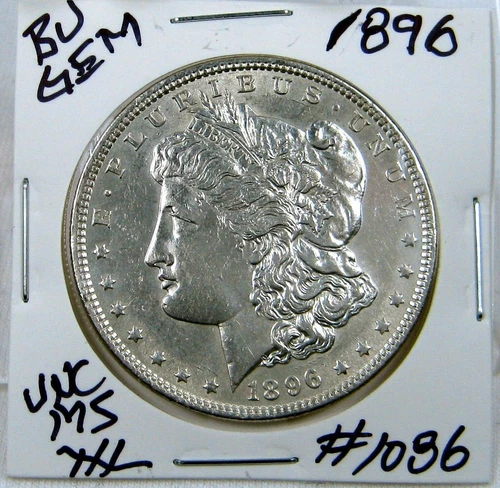 1896 MORGAN SILVER DOLLAR FROM ORIGINAL BANK BAG GEM BU US MINT #1086