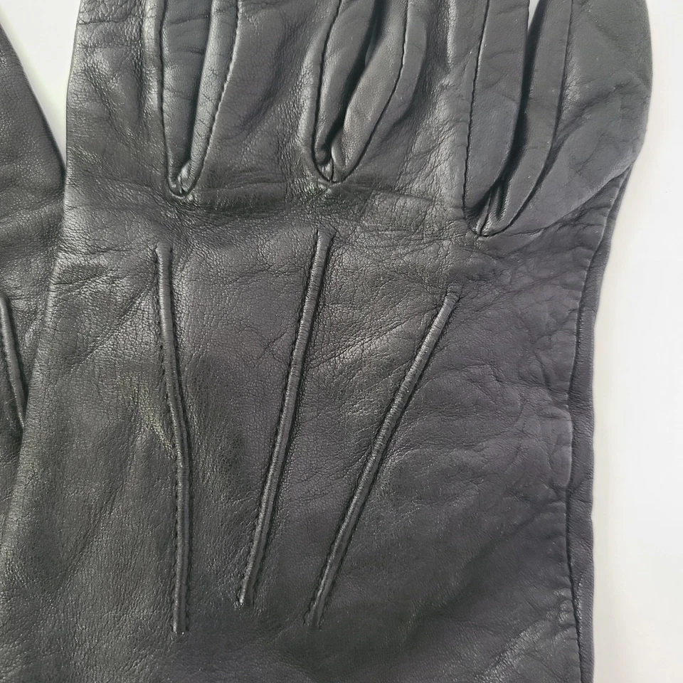 Guantes forrados Lauren Ralph Lauren para mujer de cuero negro marrón talla XL Foto 3 de 4