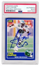 Cris Carter autographed Eagles 1989 Score RC Card #72 w/HOF'13 (PSA Encap)