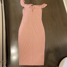 Express Womens Bodycon Mini Dress Of The Shoulder Sleeveless Size S Pink