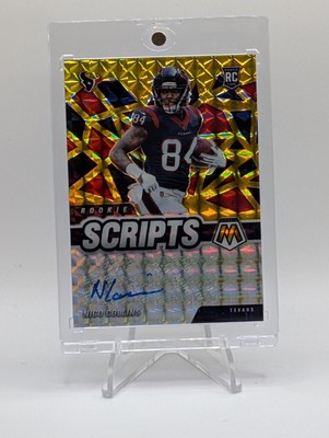Nico Collins Rookie Scripts Gold Auto (#4/25) Texans  2021 Mosaic
