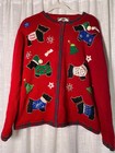 Vtg Tiara International Christmas Cardigan Scottie Dog Embellished Sweater Sz M