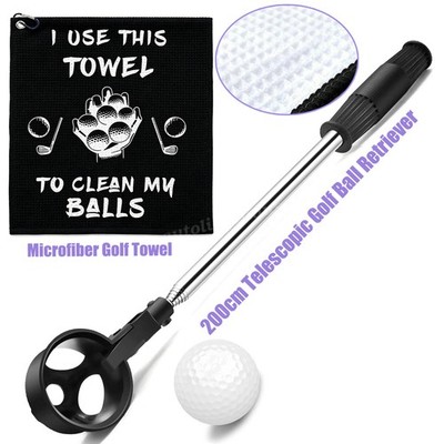 2M Teleskop Golfball Retriever, Ballrückholer Grabber Picker mit Golfhandtuch