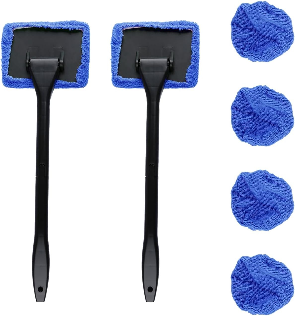 2pcs Windscreen Cleaner with 4 Washable Microfiber Pads,180° Swivel Head Car W