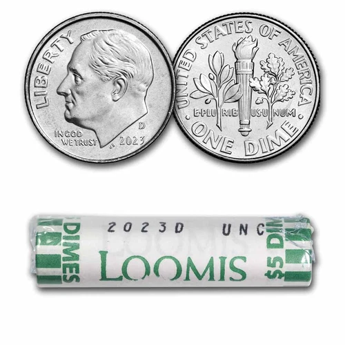 2023-D Roosevelt Dime 50-Coin Roll BU