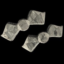 Vtg Pinup Bow Shoe Clips Pot Metal Swirl Inlay Plastic 40s 50s Silver Tone Read