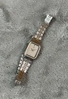 Seiko Watch Women 17mm Silver Dial Two Tone Rectangle 2Y00-5279 (Needs Battery)