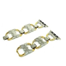 Tory Burch Women's Double-T Link Apple Watch Band Two Tone Bracelet TBS0014 USED