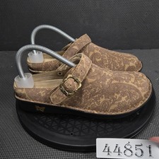 Alegria Clog Shoes Womens Size 8 Brown Paisley Leather Slip On Comfort Work