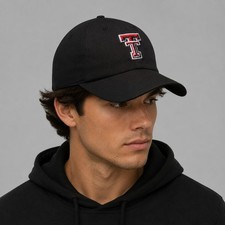 Top of the World Black Texas Tech Red Raiders Primary Logo Strapback R15 New