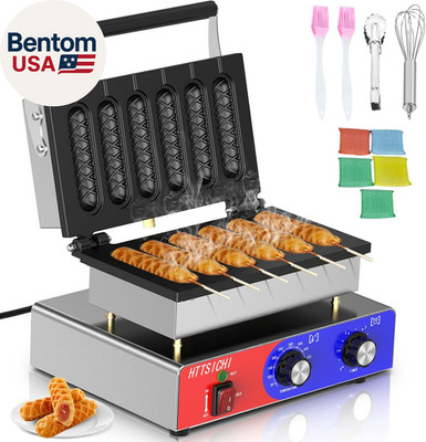 Waffle Stick Maker -Commercial Corn Dog Maker W/Non-Stick Baking Pans, 550   Tem