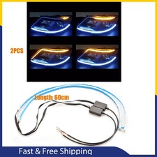 60CM LED Flexible Sequential Headlight Slim Turn Strip DRL Signal Colorful Light