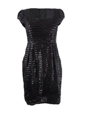 Nanette Lepore Women's Square-Neck Frayed Shimmer Dress